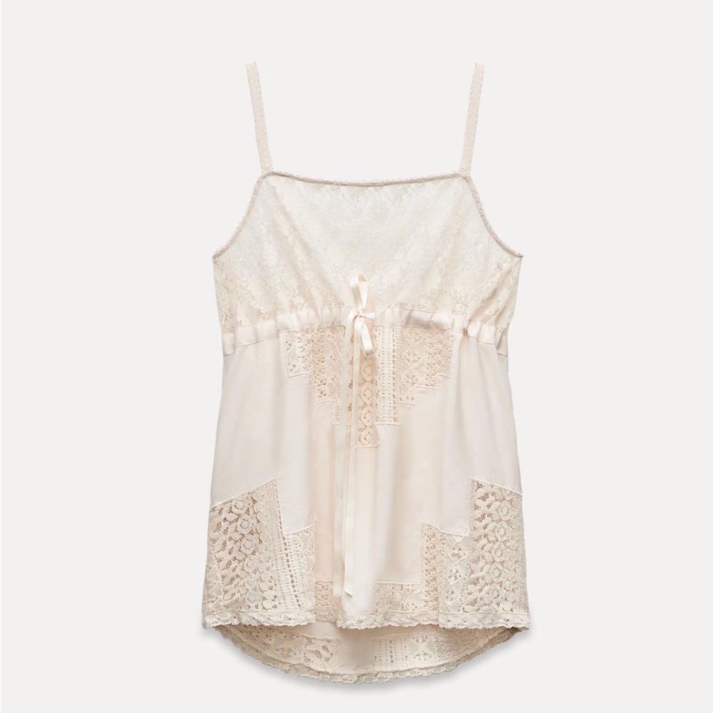 ZARA oyster white strappy lace top size medium - Picture 4 of 9